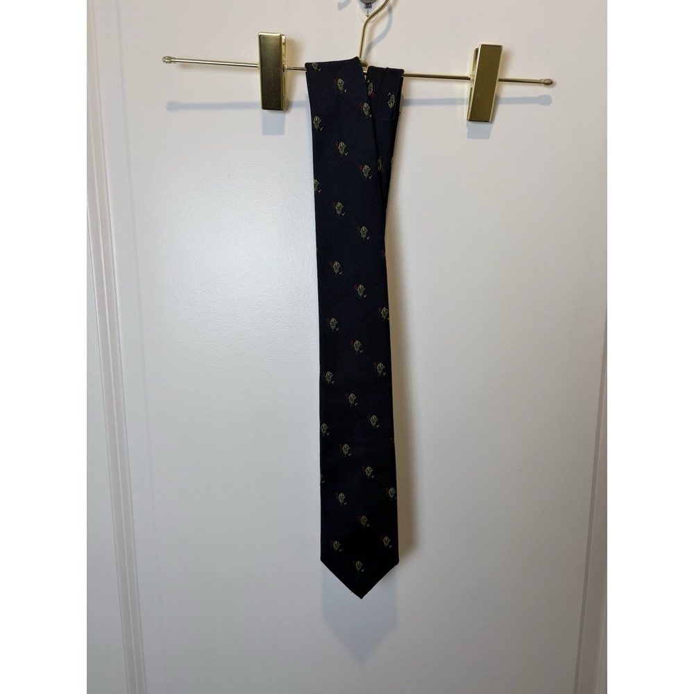 Flying Scotsman Collection Navy Silk Riding Hat/Saddle Pattern Necktie